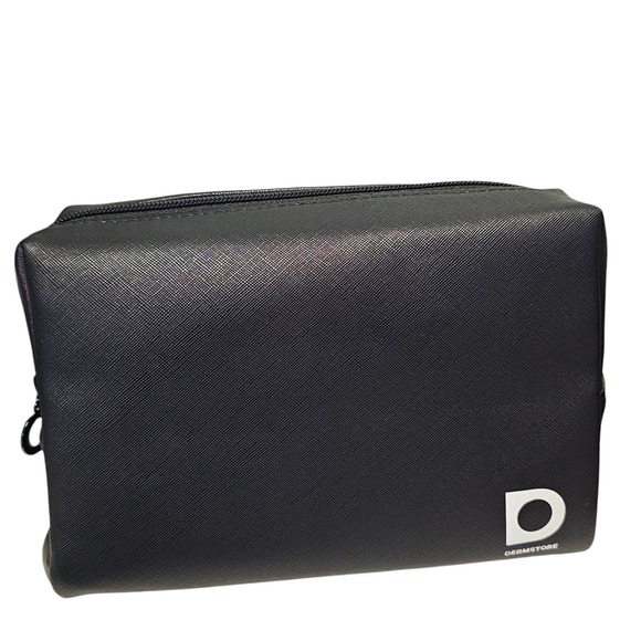 Dermstore Makeup Dopp Toiletry Bag Black Vegan Leather Makeup Travel Zipper - Picture 3 of 13